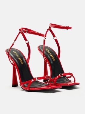 Fashion Nova Red Patent Ankle-Strap High Heels